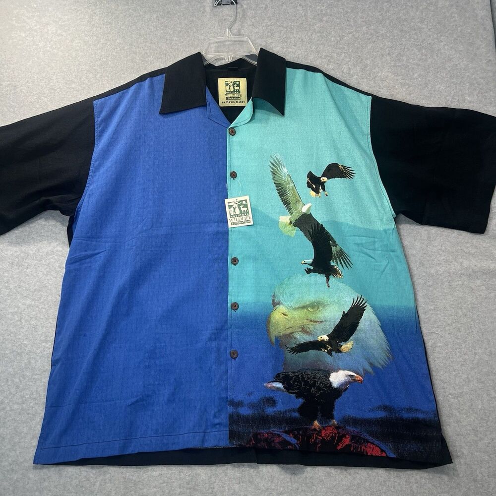 National Wildlife Fed David Carey Men’s Short Sleeve Button Up Size 2X Eagle